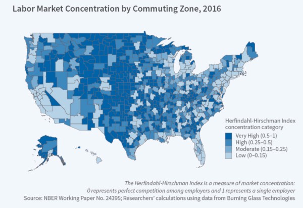 map showing market concentration in USA
